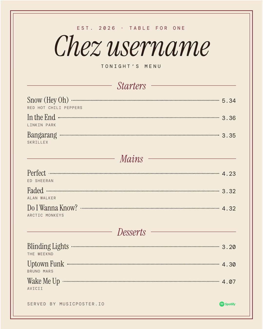 Menu music poster example
