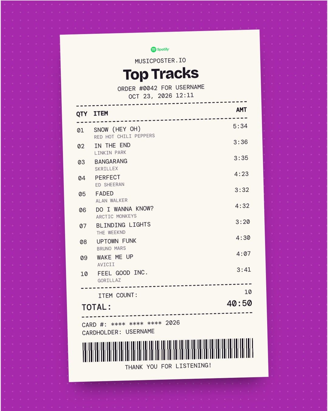 Receipt music poster example